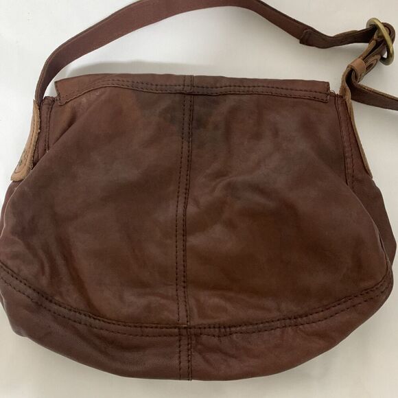 Lucky Brand 100% Lamb Leather Hobo Shoulder Bag Distressed Brown Boho Hippie - Picture 14 of 16